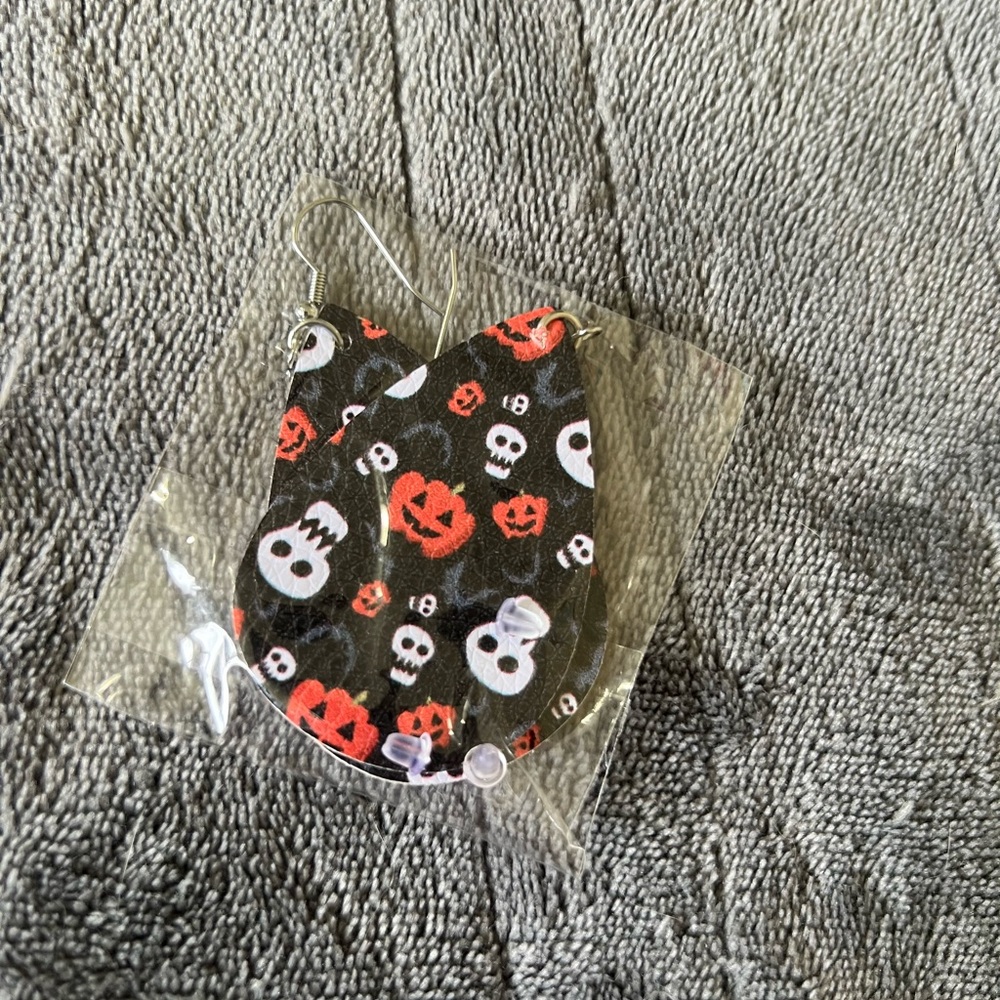 Halloween Skull and Pumpkin Earrings